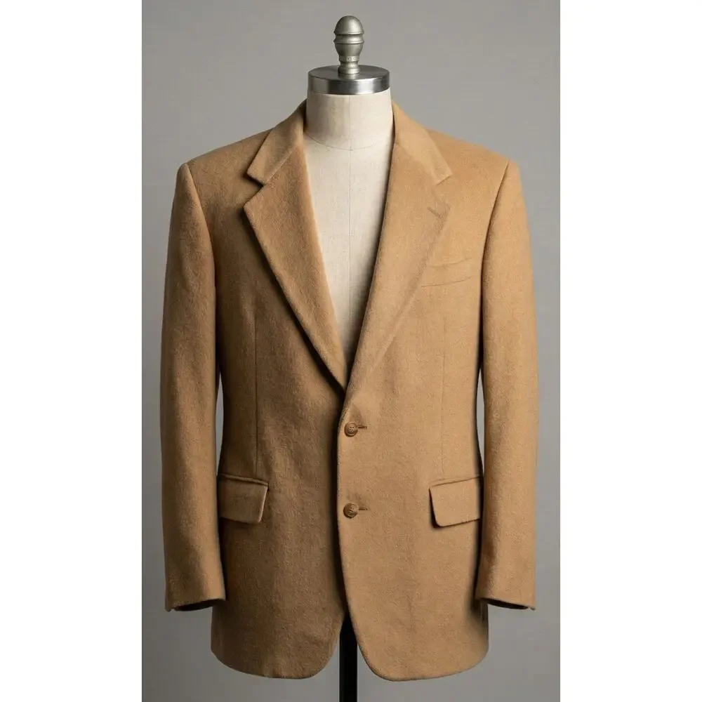 Bill Blass 100% Camel Hair Sport Coat Blazer Mens Tan Beige Vintage